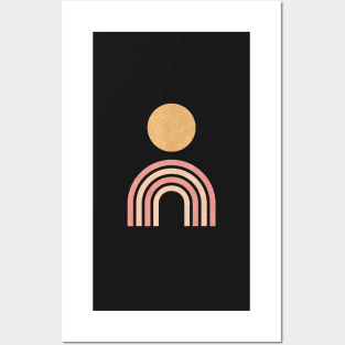 Mid-century modern gold pink on orange Posters and Art